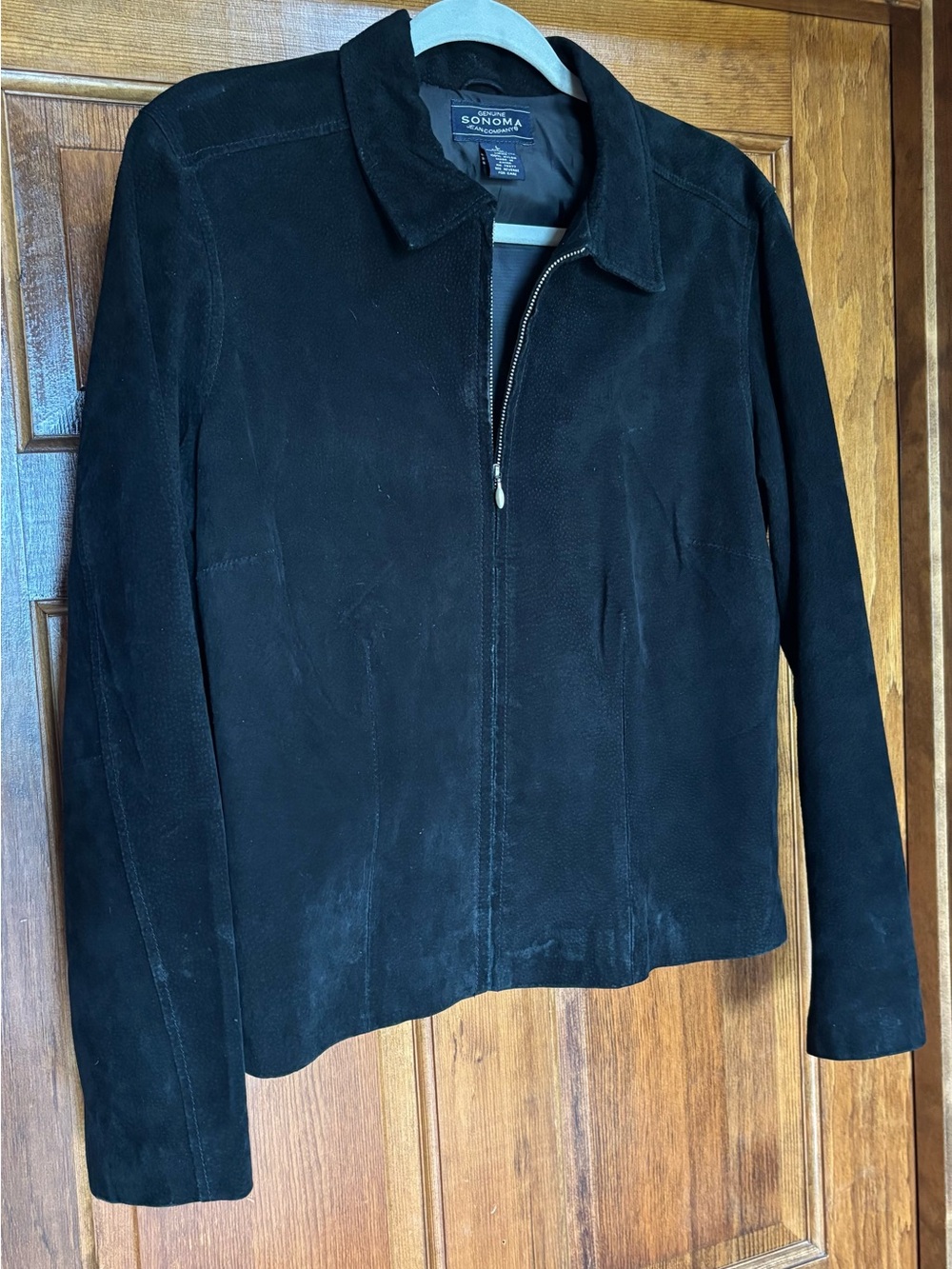 Vintage Genuine Sonoma Jean Co. Black Suede Leather Zip-Up Jacket - Large